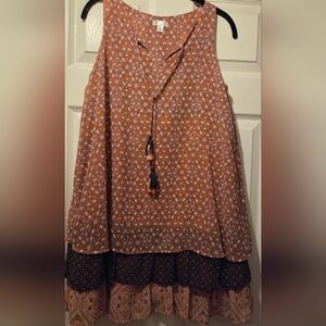 Xhilaration Orange and Brown Patterned Blouse